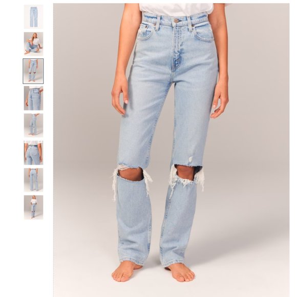 Ultra High Rise 90s Straight Jean Light Destroy - 33 - 16 Short - Picture 7 of 11